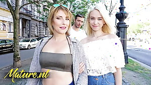 French Stepmom & Stepdaughter Share a Cock In Anal Threesome