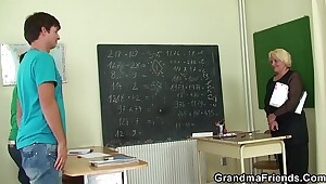 Blonde granny teacher